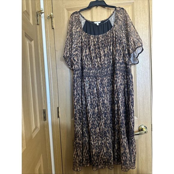 Terra & Sky Women's Plus Size Smocked Mesh Dress Size 4X (28W-30W) - Picture 5 of 16